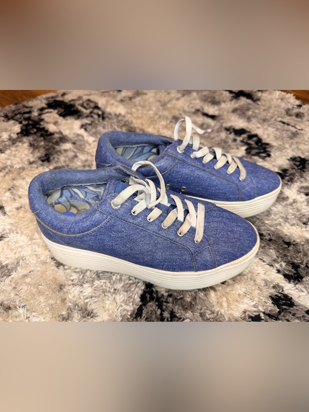 Roxy Kids Denim Blue Platform Sneakers